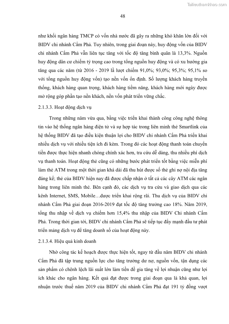 Luận văn thạc sĩ kinh doanh thương mại Hoạt động quản lý rủi ro tín dụng tại Ngân hàng TMCP Đầu tư và Phát triển Việt Nam - Chi nhánh Cẩm Phả - 5 Trang 58