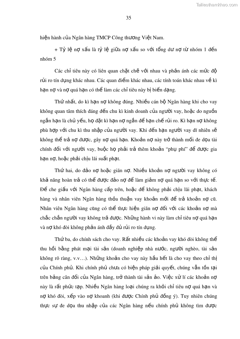 Luận văn thạc sĩ kinh doanh thương mại Hoạt động quản lý rủi ro tín dụng tại Ngân hàng TMCP Công Thương – Chi nhánh Bãi Cháy - 5 Trang 50