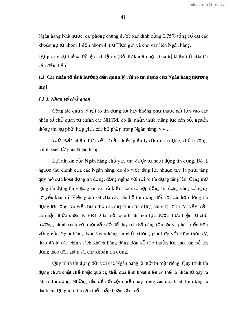 Luận văn thạc sĩ kinh doanh thương mại Hoạt động quản lý rủi ro tín dụng tại Ngân hàng TMCP Công Thương – Chi nhánh Bãi Cháy - 5 Trang 56