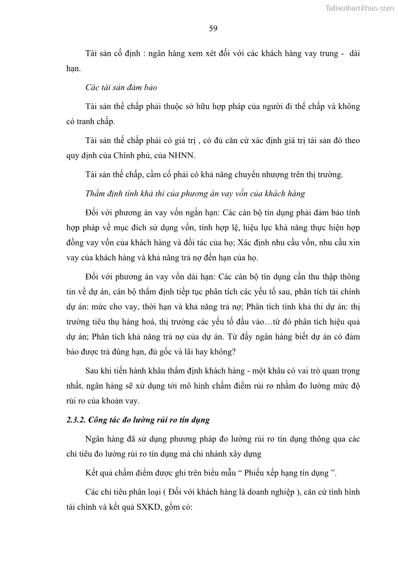 Luận văn thạc sĩ kinh doanh thương mại Hoạt động quản lý rủi ro tín dụng tại Ngân hàng TMCP Quân Đội - Chi nhánh Quảng Ninh - 6 Trang 70