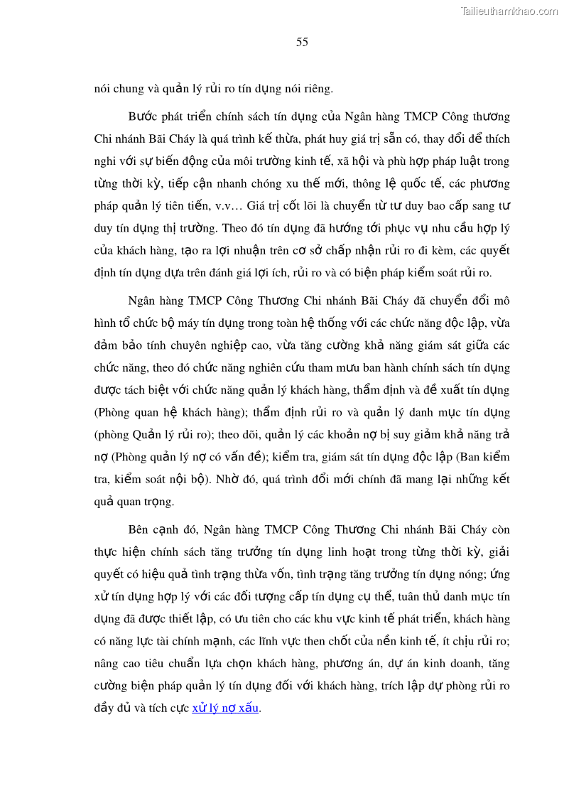 Luận văn thạc sĩ kinh doanh thương mại Hoạt động quản lý rủi ro tín dụng tại Ngân hàng TMCP Công Thương – Chi nhánh Bãi Cháy - 6 Trang 70