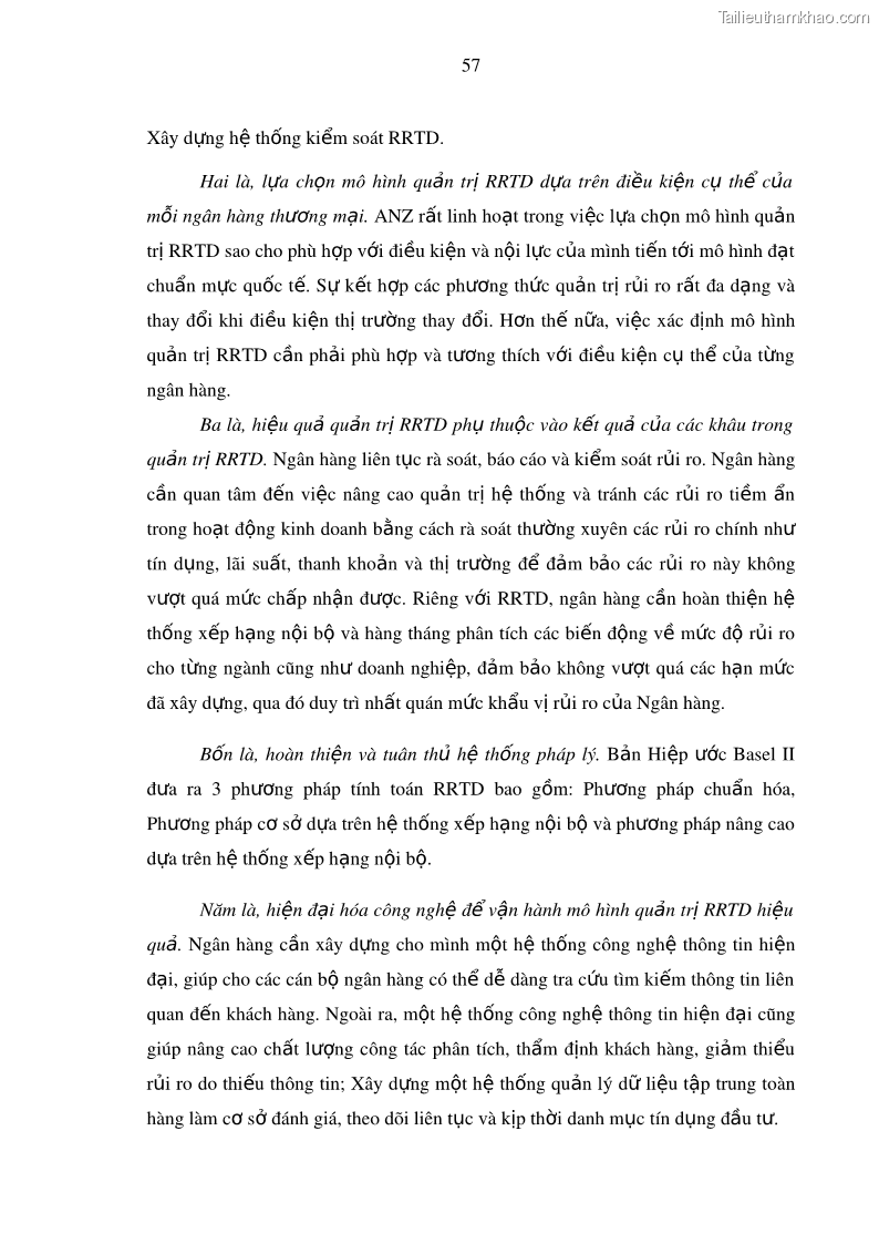 Luận văn thạc sĩ kinh doanh thương mại Hoạt động quản lý rủi ro tín dụng tại Ngân hàng TMCP Công Thương – Chi nhánh Bãi Cháy - 6 Trang 72