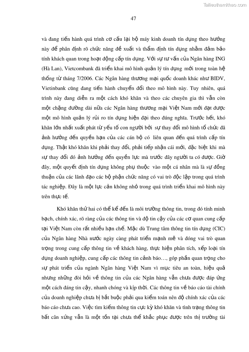Luận văn thạc sĩ kinh doanh thương mại Hoạt động quản lý rủi ro tín dụng tại Ngân hàng TMCP Công Thương – Chi nhánh Bãi Cháy - 6 Trang 62