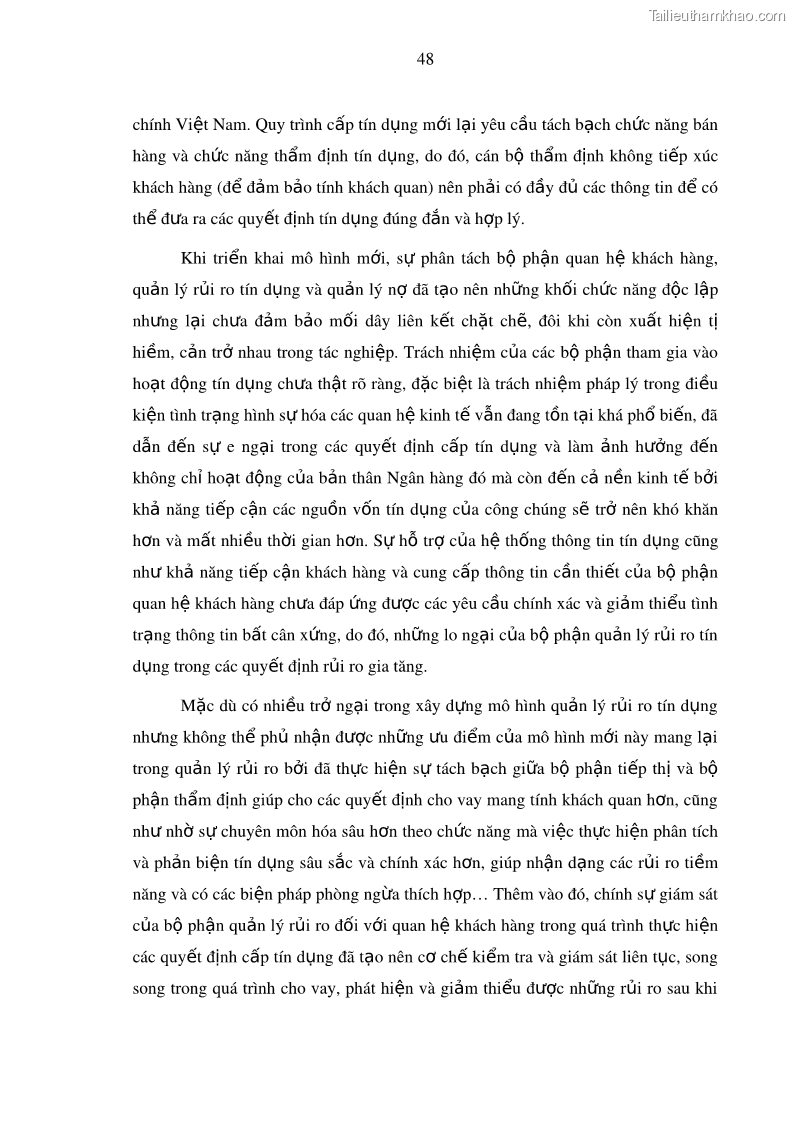 Luận văn thạc sĩ kinh doanh thương mại Hoạt động quản lý rủi ro tín dụng tại Ngân hàng TMCP Công Thương – Chi nhánh Bãi Cháy - 6 Trang 63