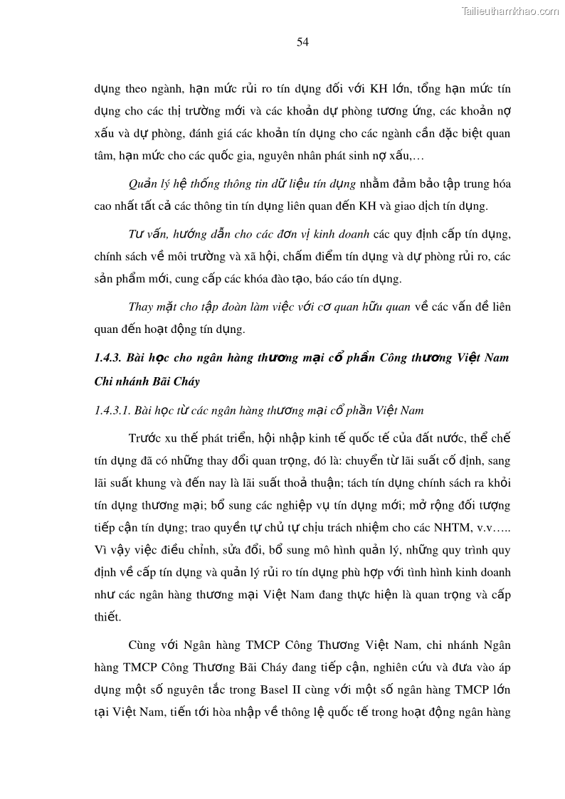 Luận văn thạc sĩ kinh doanh thương mại Hoạt động quản lý rủi ro tín dụng tại Ngân hàng TMCP Công Thương – Chi nhánh Bãi Cháy - 6 Trang 69