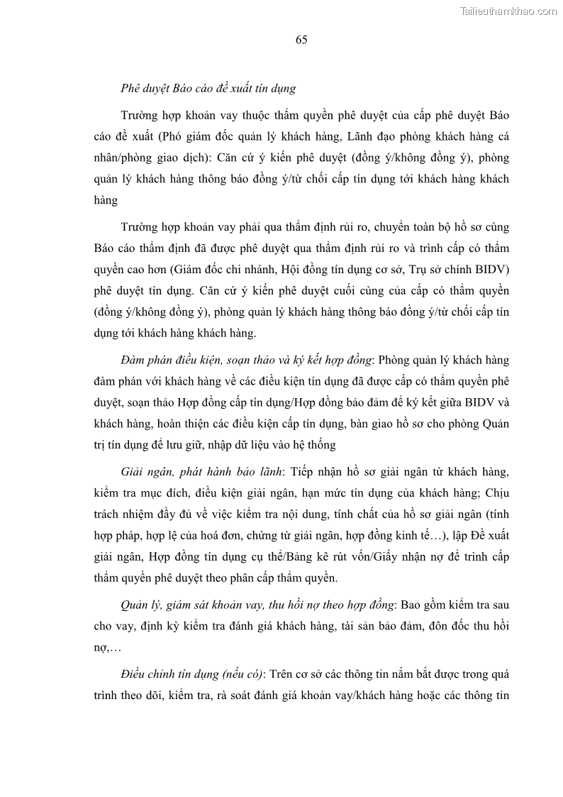 Luận văn thạc sĩ kinh doanh thương mại Hoạt động quản lý rủi ro tín dụng tại Ngân hàng TMCP Đầu tư và Phát triển Việt Nam - Chi nhánh Cẩm Phả - 7 Trang 75