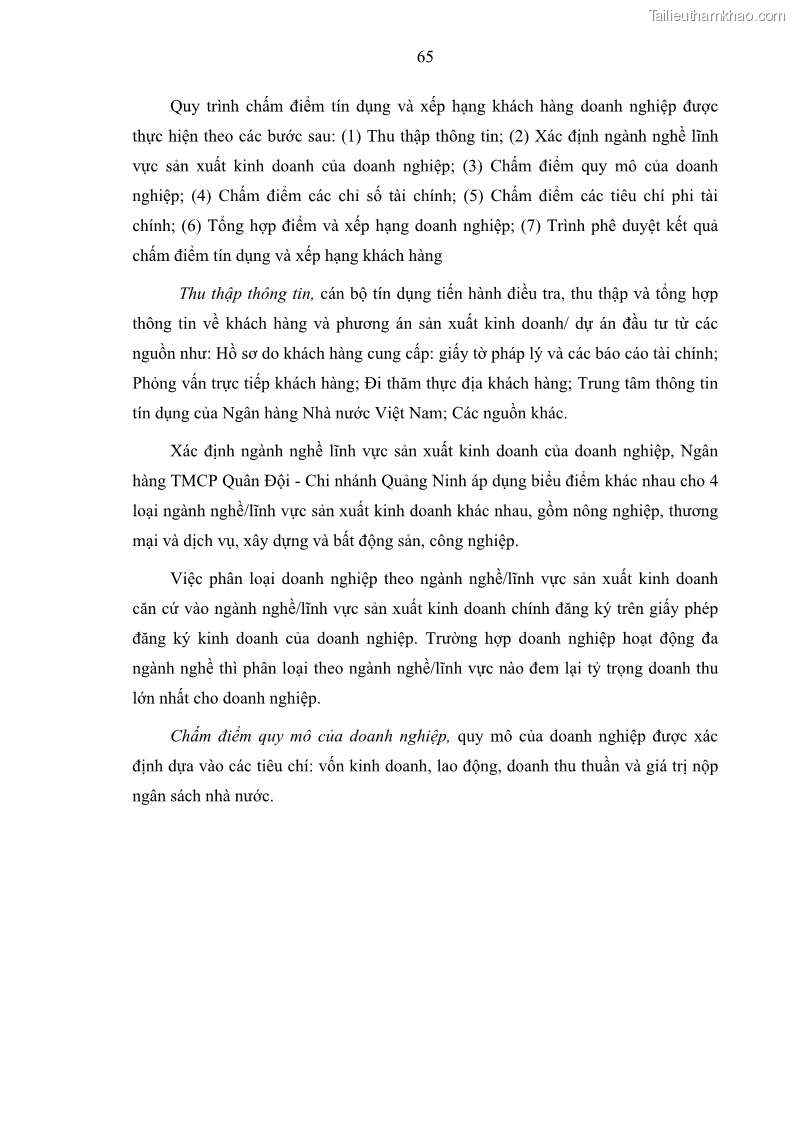 Luận văn thạc sĩ kinh doanh thương mại Hoạt động quản lý rủi ro tín dụng tại Ngân hàng TMCP Quân Đội - Chi nhánh Quảng Ninh - 7 Trang 76