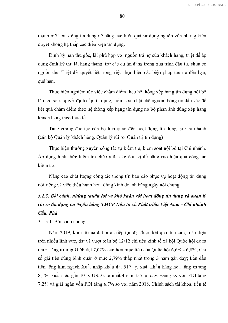 Luận văn thạc sĩ kinh doanh thương mại Hoạt động quản lý rủi ro tín dụng tại Ngân hàng TMCP Đầu tư và Phát triển Việt Nam - Chi nhánh Cẩm Phả - 8 Trang 90
