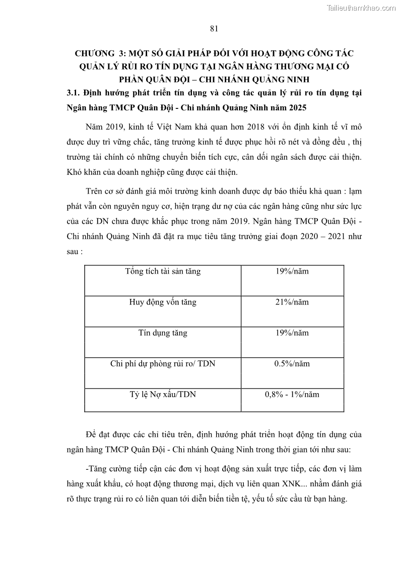 Luận văn thạc sĩ kinh doanh thương mại Hoạt động quản lý rủi ro tín dụng tại Ngân hàng TMCP Quân Đội - Chi nhánh Quảng Ninh - 8 Trang 92