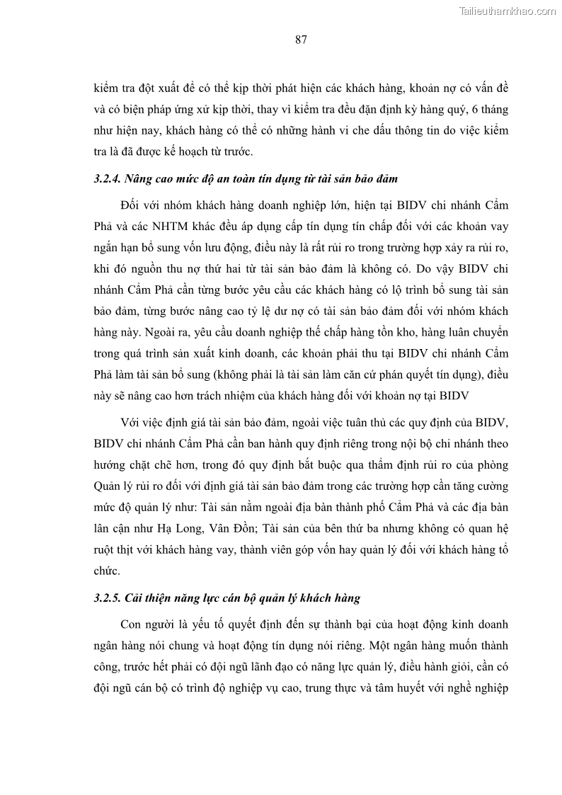 Luận văn thạc sĩ kinh doanh thương mại Hoạt động quản lý rủi ro tín dụng tại Ngân hàng TMCP Đầu tư và Phát triển Việt Nam - Chi nhánh Cẩm Phả - 9 Trang 97