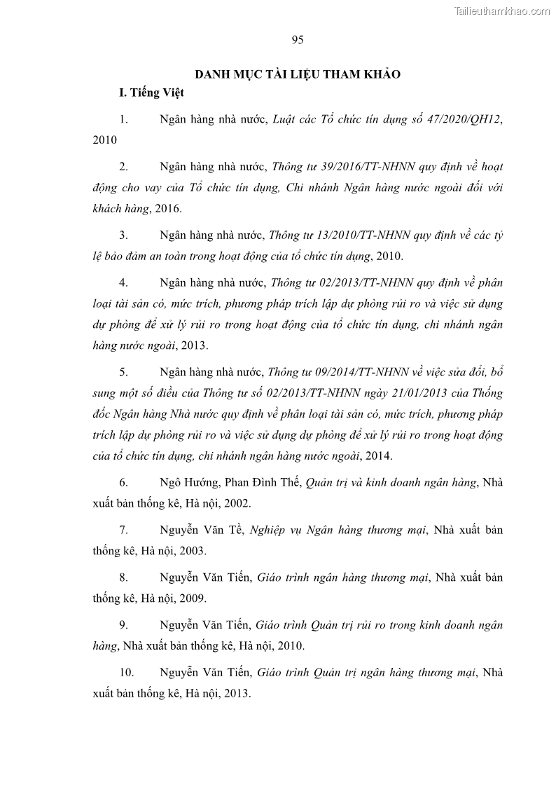 Luận văn thạc sĩ kinh doanh thương mại Hoạt động quản lý rủi ro tín dụng tại Ngân hàng TMCP Quân Đội - Chi nhánh Quảng Ninh - 9 Trang 106