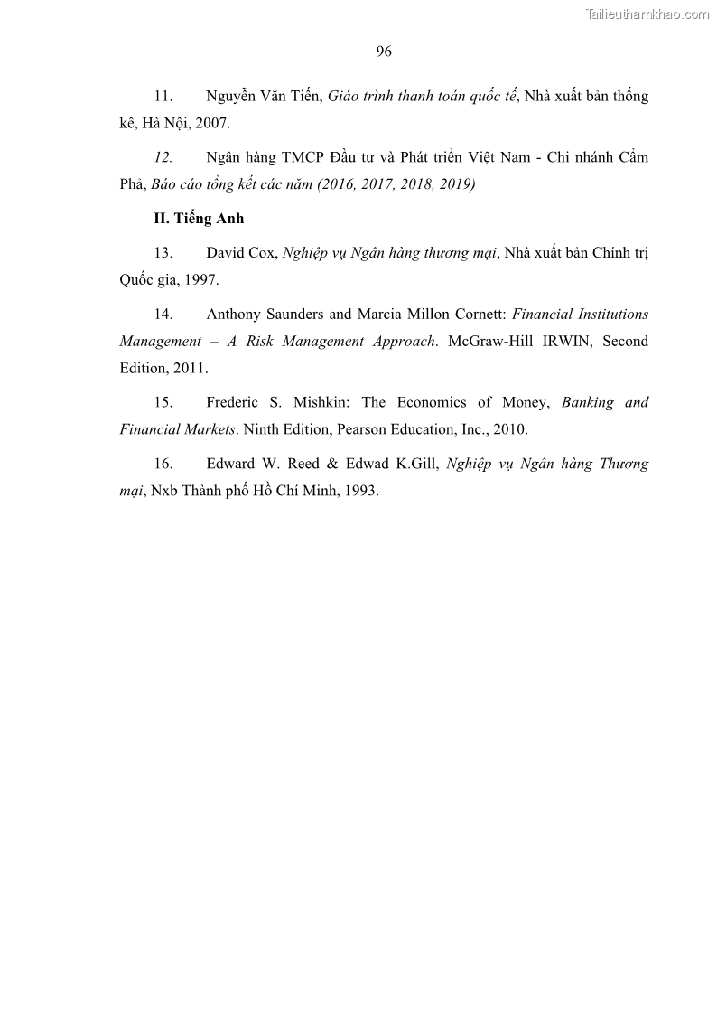Luận văn thạc sĩ kinh doanh thương mại Hoạt động quản lý rủi ro tín dụng tại Ngân hàng TMCP Quân Đội - Chi nhánh Quảng Ninh - 9 Trang 107