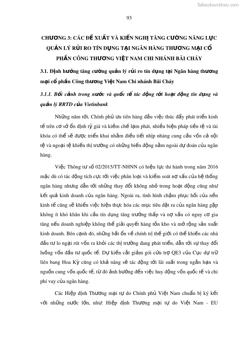 Luận văn thạc sĩ kinh doanh thương mại Hoạt động quản lý rủi ro tín dụng tại Ngân hàng TMCP Công Thương – Chi nhánh Bãi Cháy - 9 Trang 108