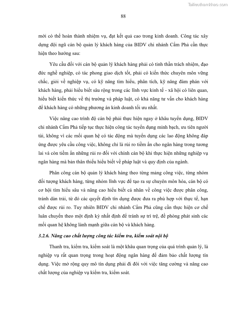 Luận văn thạc sĩ kinh doanh thương mại Hoạt động quản lý rủi ro tín dụng tại Ngân hàng TMCP Đầu tư và Phát triển Việt Nam - Chi nhánh Cẩm Phả - 9 Trang 98
