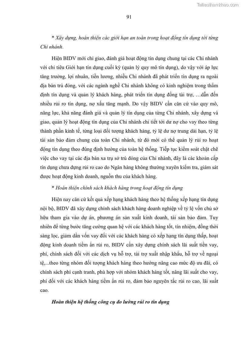 Luận văn thạc sĩ kinh doanh thương mại Hoạt động quản lý rủi ro tín dụng tại Ngân hàng TMCP Đầu tư và Phát triển Việt Nam - Chi nhánh Cẩm Phả - 9 Trang 101