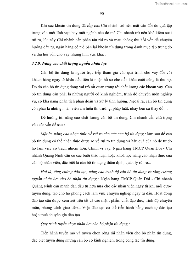 Luận văn thạc sĩ kinh doanh thương mại Hoạt động quản lý rủi ro tín dụng tại Ngân hàng TMCP Quân Đội - Chi nhánh Quảng Ninh - 9 Trang 101