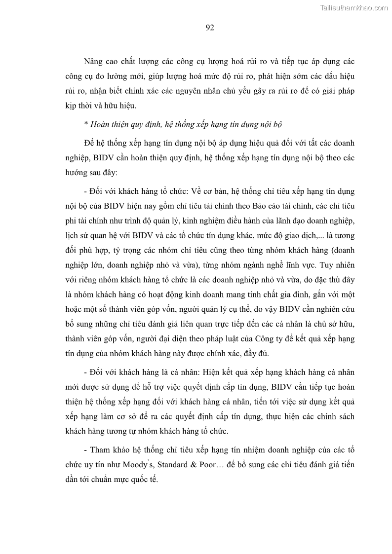 Luận văn thạc sĩ kinh doanh thương mại Hoạt động quản lý rủi ro tín dụng tại Ngân hàng TMCP Đầu tư và Phát triển Việt Nam - Chi nhánh Cẩm Phả - 9 Trang 102