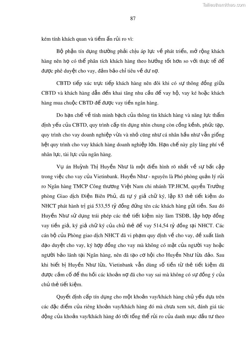 Luận văn thạc sĩ kinh doanh thương mại Hoạt động quản lý rủi ro tín dụng tại Ngân hàng TMCP Công Thương – Chi nhánh Bãi Cháy - 9 Trang 102