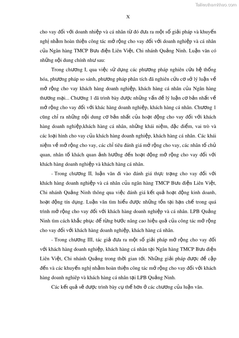 Luận văn thạc sĩ kinh doanh thương mại Mở rộng cho vay đối với Doanh nghiệp và Cá nhân tại Ngân hàng TMCP Bưu điện Liên Việt, Chi nhánh Quảng Ninh - 2 Trang 14