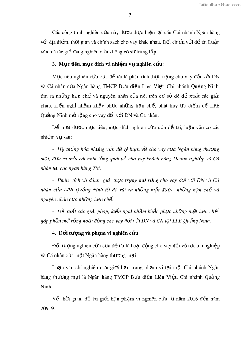 Luận văn thạc sĩ kinh doanh thương mại Mở rộng cho vay đối với Doanh nghiệp và Cá nhân tại Ngân hàng TMCP Bưu điện Liên Việt, Chi nhánh Quảng Ninh - 2 Trang 17