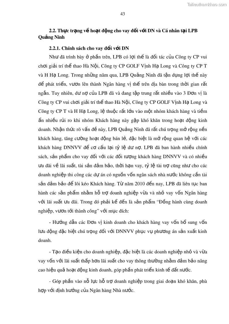 Luận văn thạc sĩ kinh doanh thương mại Mở rộng cho vay đối với Doanh nghiệp và Cá nhân tại Ngân hàng TMCP Bưu điện Liên Việt, Chi nhánh Quảng Ninh - 5 Trang 57