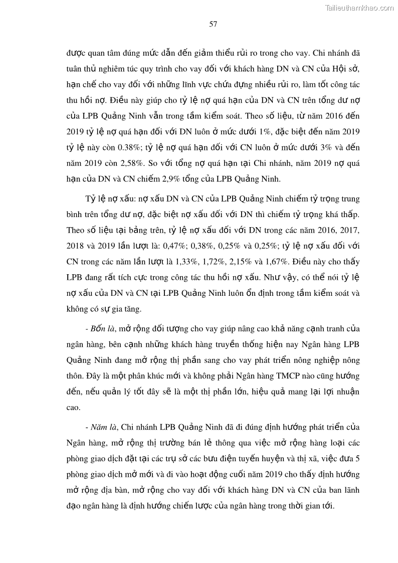 Luận văn thạc sĩ kinh doanh thương mại Mở rộng cho vay đối với Doanh nghiệp và Cá nhân tại Ngân hàng TMCP Bưu điện Liên Việt, Chi nhánh Quảng Ninh - 6 Trang 71