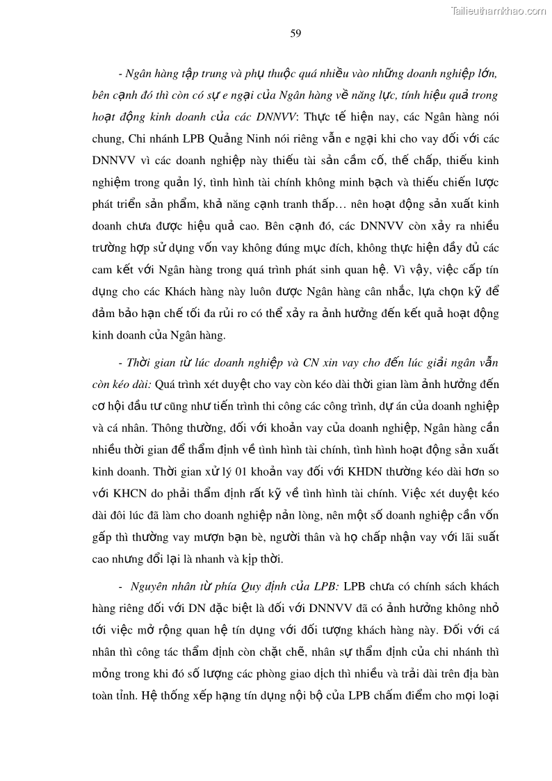 Luận văn thạc sĩ kinh doanh thương mại Mở rộng cho vay đối với Doanh nghiệp và Cá nhân tại Ngân hàng TMCP Bưu điện Liên Việt, Chi nhánh Quảng Ninh - 7 Trang 73