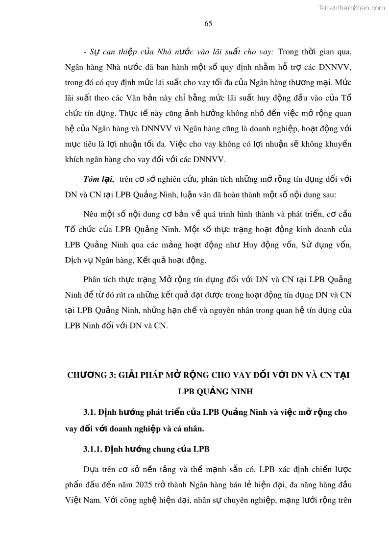 Luận văn thạc sĩ kinh doanh thương mại Mở rộng cho vay đối với Doanh nghiệp và Cá nhân tại Ngân hàng TMCP Bưu điện Liên Việt, Chi nhánh Quảng Ninh - 7 Trang 79