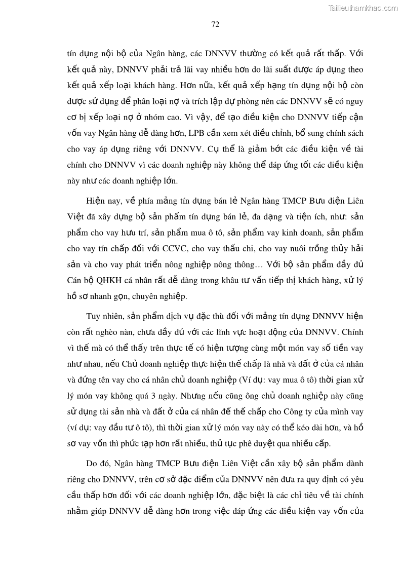 Luận văn thạc sĩ kinh doanh thương mại Mở rộng cho vay đối với Doanh nghiệp và Cá nhân tại Ngân hàng TMCP Bưu điện Liên Việt, Chi nhánh Quảng Ninh - 8 Trang 86