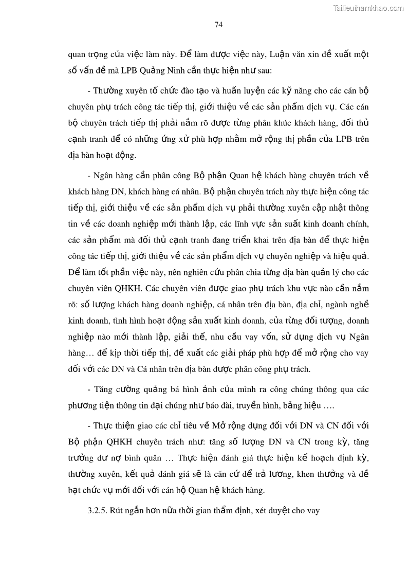 Luận văn thạc sĩ kinh doanh thương mại Mở rộng cho vay đối với Doanh nghiệp và Cá nhân tại Ngân hàng TMCP Bưu điện Liên Việt, Chi nhánh Quảng Ninh - 8 Trang 88