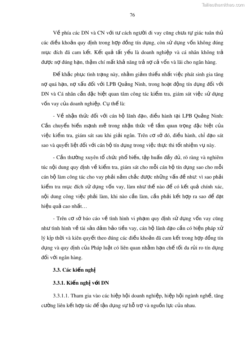 Luận văn thạc sĩ kinh doanh thương mại Mở rộng cho vay đối với Doanh nghiệp và Cá nhân tại Ngân hàng TMCP Bưu điện Liên Việt, Chi nhánh Quảng Ninh - 8 Trang 90