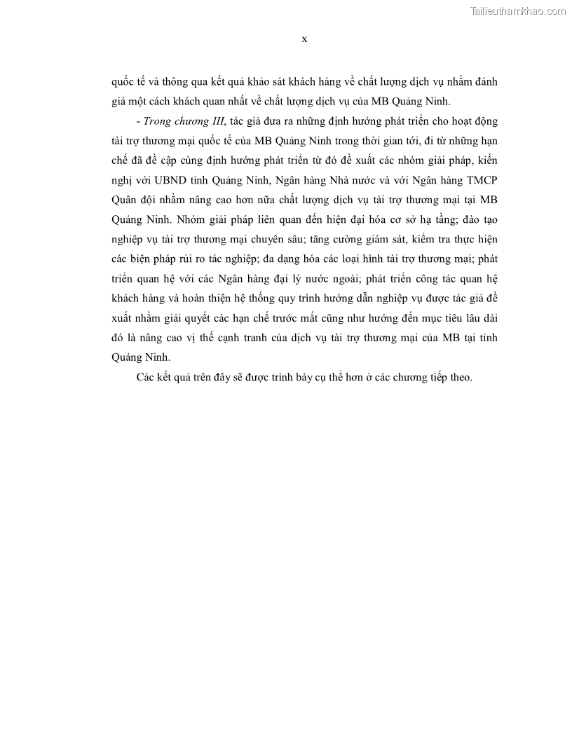 Luận văn thạc sĩ kinh doanh thương mại Nâng cao chất lượng dịch vụ tài trợ thương mại quốc tế cho Ngân hàng TMCP Quân đội – Chi nhánh Quảng Ninh - 1 Trang 12
