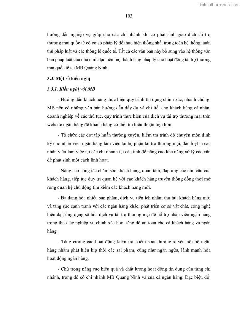 Luận văn thạc sĩ kinh doanh thương mại Nâng cao chất lượng dịch vụ tài trợ thương mại quốc tế cho Ngân hàng TMCP Quân đội – Chi nhánh Quảng Ninh - 10 Trang 115