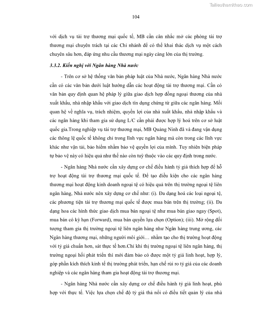 Luận văn thạc sĩ kinh doanh thương mại Nâng cao chất lượng dịch vụ tài trợ thương mại quốc tế cho Ngân hàng TMCP Quân đội – Chi nhánh Quảng Ninh - 10 Trang 116
