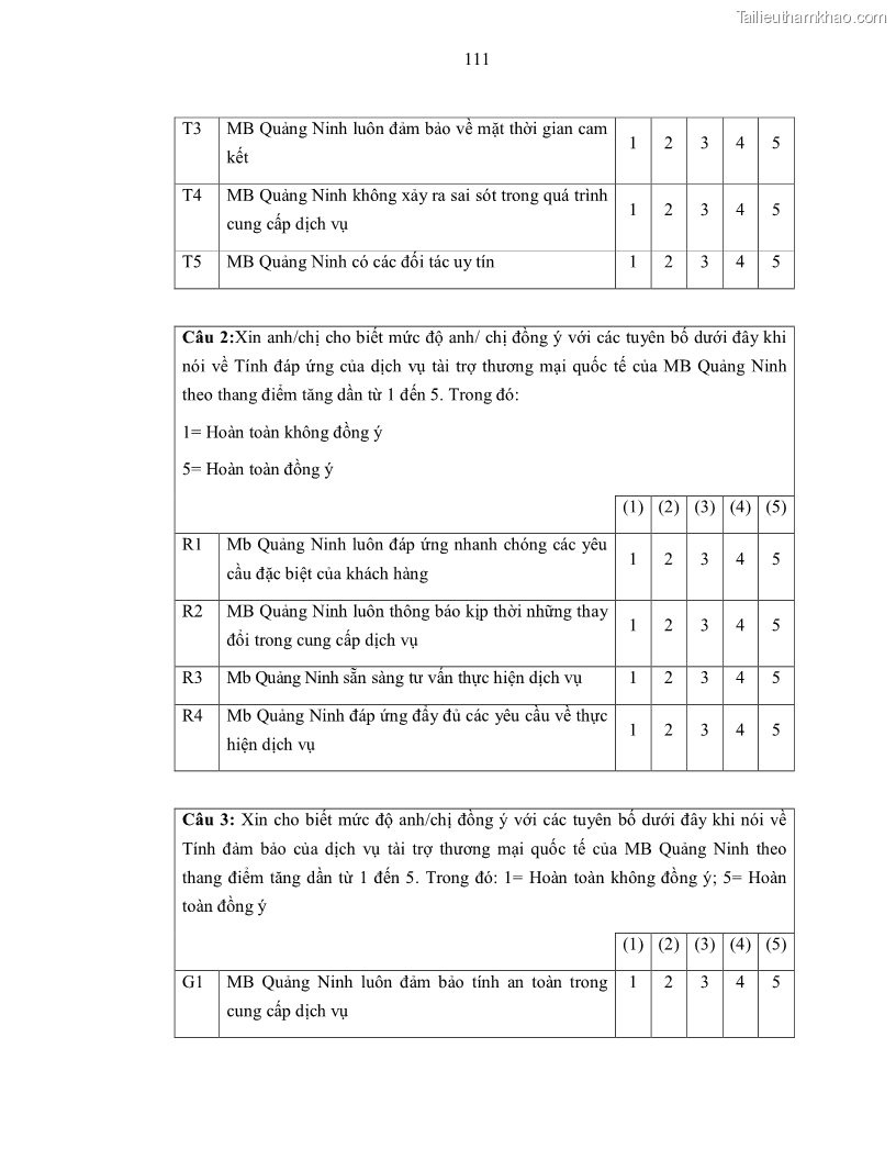 Luận văn thạc sĩ kinh doanh thương mại Nâng cao chất lượng dịch vụ tài trợ thương mại quốc tế cho Ngân hàng TMCP Quân đội – Chi nhánh Quảng Ninh - 11 Trang 123