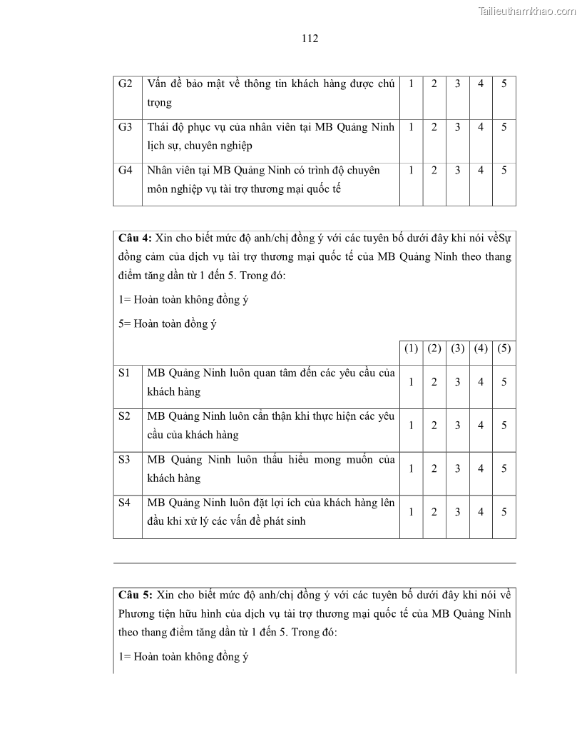 Luận văn thạc sĩ kinh doanh thương mại Nâng cao chất lượng dịch vụ tài trợ thương mại quốc tế cho Ngân hàng TMCP Quân đội – Chi nhánh Quảng Ninh - 11 Trang 124