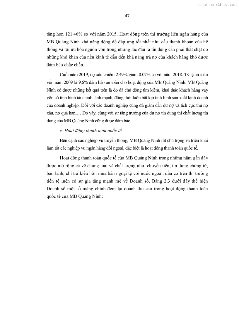 Luận văn thạc sĩ kinh doanh thương mại Nâng cao chất lượng dịch vụ tài trợ thương mại quốc tế cho Ngân hàng TMCP Quân đội – Chi nhánh Quảng Ninh - 5 Trang 59