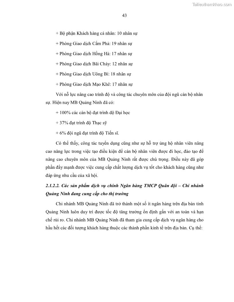 Luận văn thạc sĩ kinh doanh thương mại Nâng cao chất lượng dịch vụ tài trợ thương mại quốc tế cho Ngân hàng TMCP Quân đội – Chi nhánh Quảng Ninh - 5 Trang 55