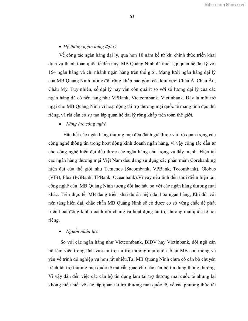 Luận văn thạc sĩ kinh doanh thương mại Nâng cao chất lượng dịch vụ tài trợ thương mại quốc tế cho Ngân hàng TMCP Quân đội – Chi nhánh Quảng Ninh - 7 Trang 75