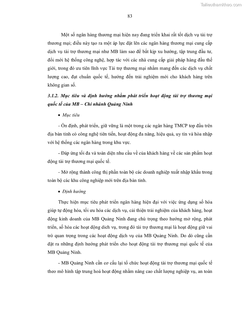 Luận văn thạc sĩ kinh doanh thương mại Nâng cao chất lượng dịch vụ tài trợ thương mại quốc tế cho Ngân hàng TMCP Quân đội – Chi nhánh Quảng Ninh - 8 Trang 95