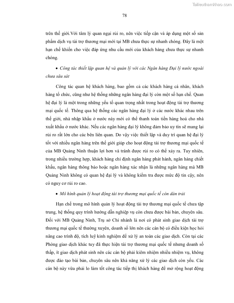 Luận văn thạc sĩ kinh doanh thương mại Nâng cao chất lượng dịch vụ tài trợ thương mại quốc tế cho Ngân hàng TMCP Quân đội – Chi nhánh Quảng Ninh - 8 Trang 90