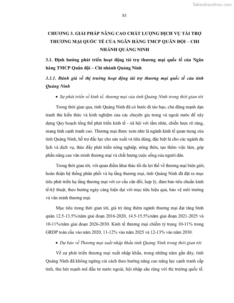 Luận văn thạc sĩ kinh doanh thương mại Nâng cao chất lượng dịch vụ tài trợ thương mại quốc tế cho Ngân hàng TMCP Quân đội – Chi nhánh Quảng Ninh - 8 Trang 93