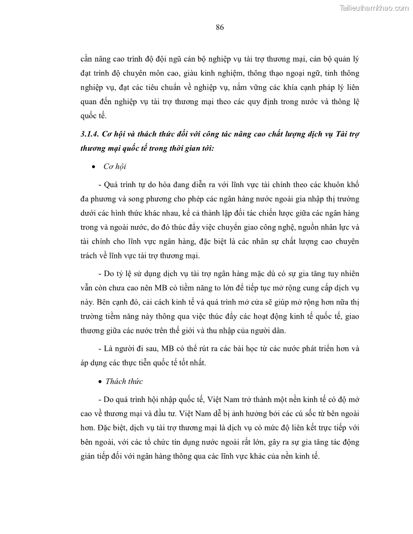 Luận văn thạc sĩ kinh doanh thương mại Nâng cao chất lượng dịch vụ tài trợ thương mại quốc tế cho Ngân hàng TMCP Quân đội – Chi nhánh Quảng Ninh - 9 Trang 98