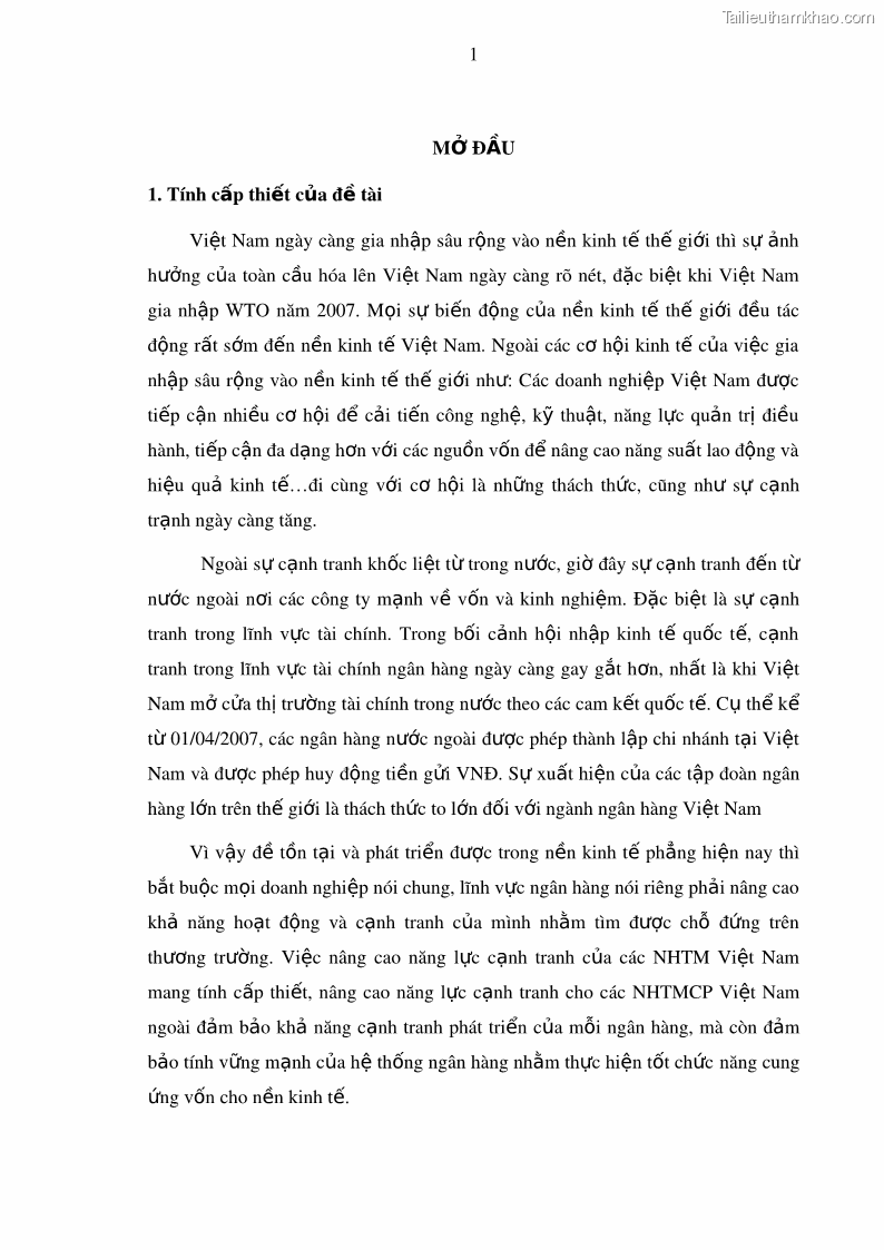 Luận văn thạc sĩ kinh doanh thương mại Nâng cao năng lực cạnh trạnh của Ngân hàng TMCP Đầu tư và Phát triển Việt Nam - Chi nhánh Cẩm Phả - 1 Trang 12