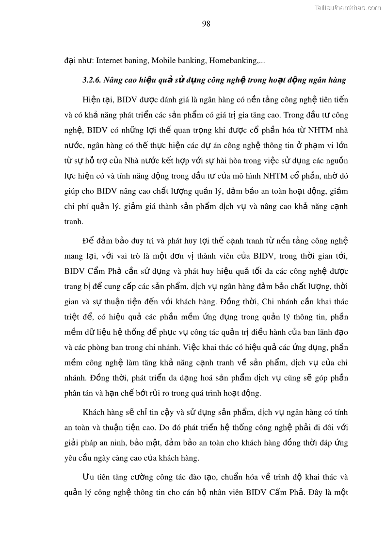 Luận văn thạc sĩ kinh doanh thương mại Nâng cao năng lực cạnh trạnh của Ngân hàng TMCP Đầu tư và Phát triển Việt Nam - Chi nhánh Cẩm Phả - 10 Trang 109
