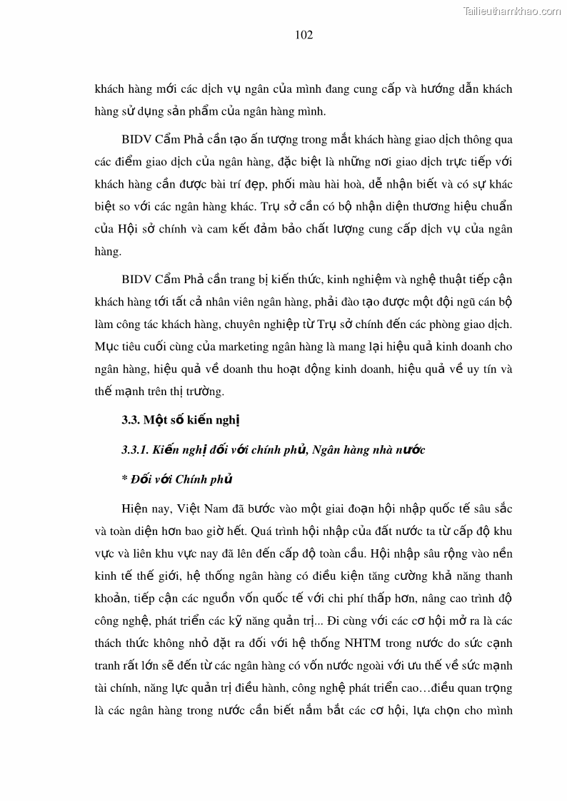 Luận văn thạc sĩ kinh doanh thương mại Nâng cao năng lực cạnh trạnh của Ngân hàng TMCP Đầu tư và Phát triển Việt Nam - Chi nhánh Cẩm Phả - 10 Trang 113