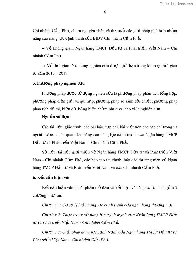 Luận văn thạc sĩ kinh doanh thương mại Nâng cao năng lực cạnh trạnh của Ngân hàng TMCP Đầu tư và Phát triển Việt Nam - Chi nhánh Cẩm Phả - 2 Trang 17