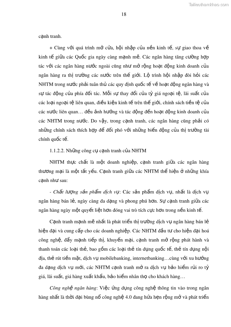 Luận văn thạc sĩ kinh doanh thương mại Nâng cao năng lực cạnh trạnh của Ngân hàng TMCP Đầu tư và Phát triển Việt Nam - Chi nhánh Cẩm Phả - 3 Trang 29