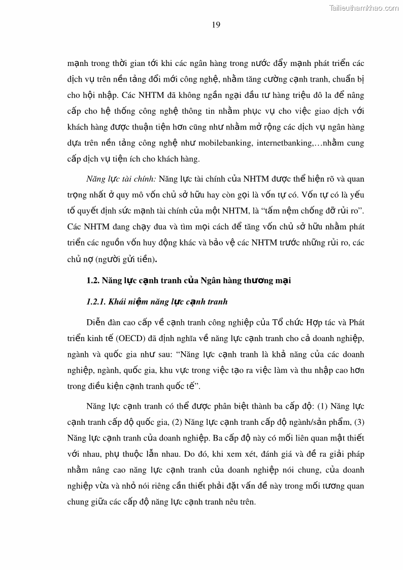 Luận văn thạc sĩ kinh doanh thương mại Nâng cao năng lực cạnh trạnh của Ngân hàng TMCP Đầu tư và Phát triển Việt Nam - Chi nhánh Cẩm Phả - 3 Trang 30