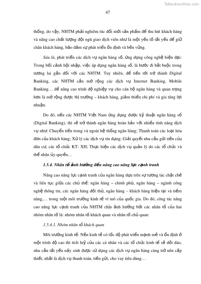 Luận văn thạc sĩ kinh doanh thương mại Nâng cao năng lực cạnh trạnh của Ngân hàng TMCP Đầu tư và Phát triển Việt Nam - Chi nhánh Cẩm Phả - 5 Trang 58